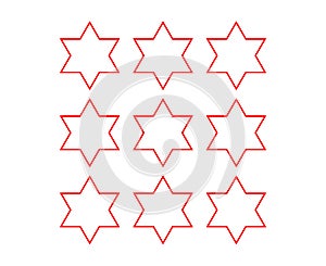 Six Pointed Star Shape Outline Collection Red