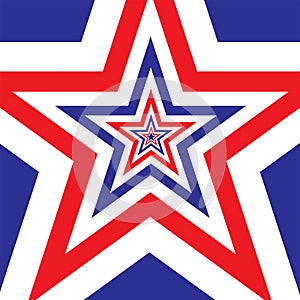 The star with american flag colors background