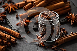 Star anise, cinnamon sticks and cloves