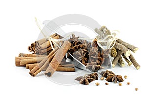 Star anise, cinnamon sticks, liquorice root.