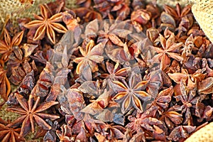 Star Anise on sackcloth. India