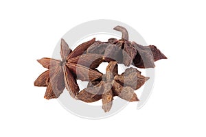 Star anise spice fruits isolated on white background