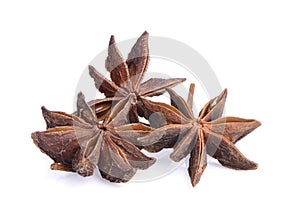 Star anise spice fruits and seeds isolated on white background closeup