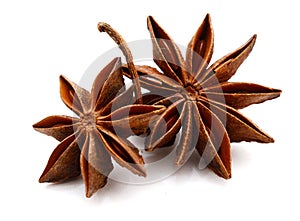 Star anise spice isolated on white background.