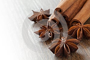 Star anise was placed on top of the wooden