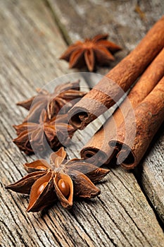 Star anise was placed on top of the wooden