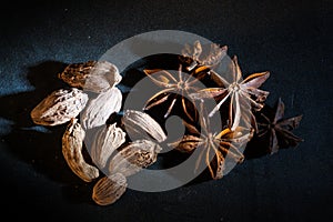 Star Aniseed and Cardamon Seeds