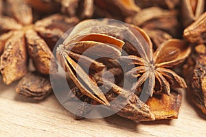 Star anises dried spice fruits