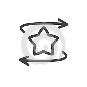 Star with arrows outline vector icon. Voting concept. Flat design symbol.