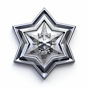Sci-fi Baroque Silver Star Badge With Maya Rendered Design photo