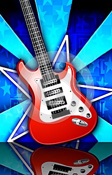 Star Birst Red Rock Guitar Illustration