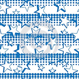 Star blue 3d halftone symmetry horizontal seamless pattern