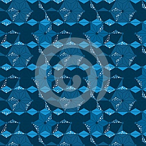 STar blue Japanese asanoha isometric seamless pattern