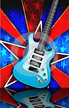 Star Burst Blue Rock Guitar Illustration