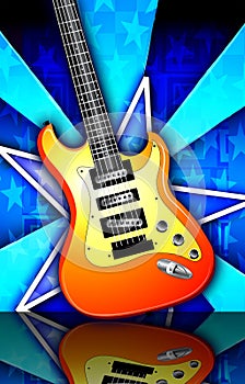 Star Burst Orange Rock Guitar Illustration