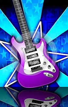 Star Burst Purple Rock Guitar Illustration