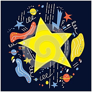 Star burst. Space, When you wish up on a star. Vector illustration