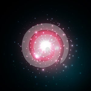 Star burst with sparkles in space. Red glow light effect. Burst explosion. Vector illustration