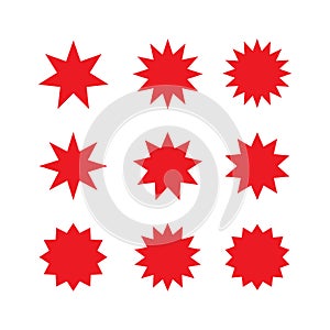 Star burst sticker set of tag icons. Vector isolated elements. Sale badge icon. Star blank label stickers emblem.Price tags