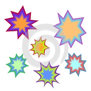 Star bursting boom.Comic book explosion set. Hand drawn vector