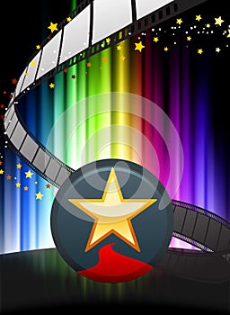 Star Button on Abstract Spectrum Background