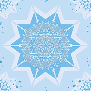 Star center pastel blue seamless pattern