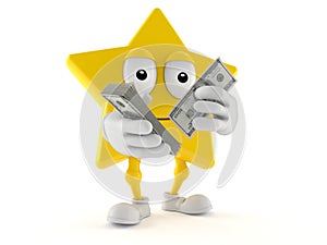 Star character counting money photo