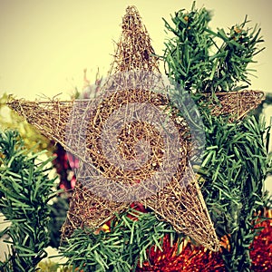 Star on a christmas tree, with a filter effect