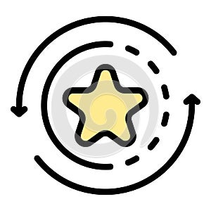 Star in the circle and arrows icon color outline vector