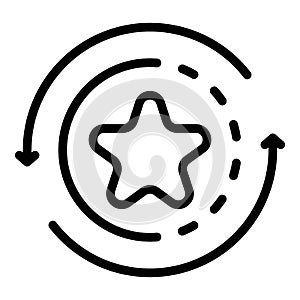 Star in the circle and arrows icon, outline style