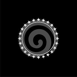 Star in circle icon on black background