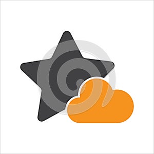 Star cloud icon concept. flat design style icon