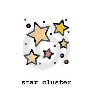 Star cluster color icon thin line, linear, outline vector. star cluster simple sign