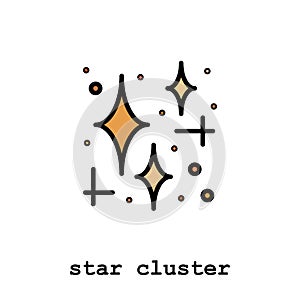Star cluster color icon thin line, linear, outline vector. star cluster simple sign