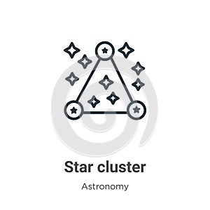 Star cluster outline vector icon. Thin line black star cluster icon, flat vector simple element illustration from editable