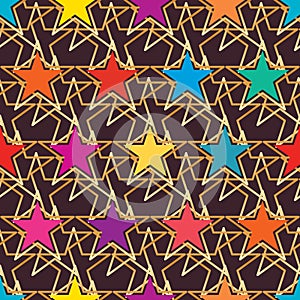 Star colorful symmetry style seamless pattern