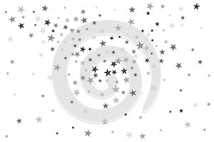 Star confetti. Silver casual confetti background. Bright design pattern.