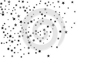 Star confetti. Silver casual confetti background. Bright design pattern.