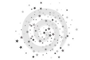 Star confetti. Silver casual confetti background. Bright design pattern.