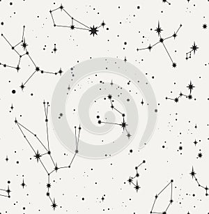 star constellation black white seamless vector pattern
