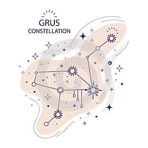 Star constellation Grus vector illustration