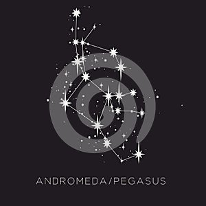 Star constellation space zodiac andromeda pegasus vector