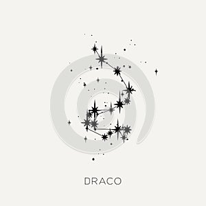 Star constellation space zodiac draco black white vector