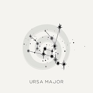 Star constellation space zodiac ursa major black white vector