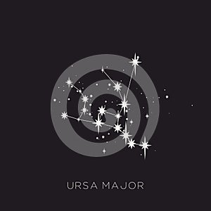 Star constellation space zodiac ursa major black white vector