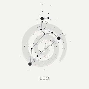 Star constellation zodiac leo black white vector