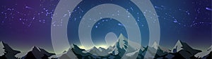 Star Constellations over Mountains on the Night Sky Panorama - V