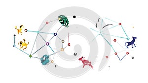 Star Constellations Zodiac Sky Map Vector, vector design Generative AI