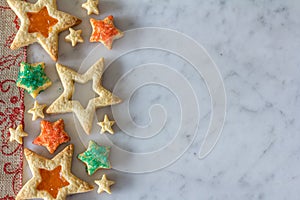 Star Cookies from Above on Marble