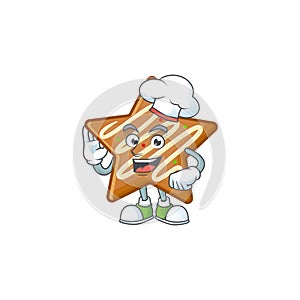 Star cookies cartoon with the mascot chef